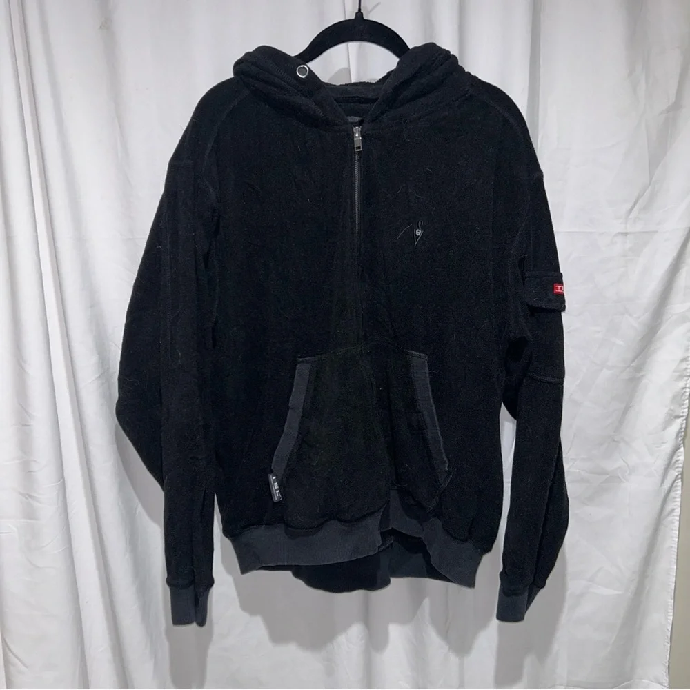 SCOTTeVEST TEC Jacket Mens M Full Zip Hooded Black Fleece Long Sleeve Zip Up M